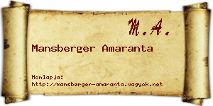 Mansberger Amaranta névjegykártya